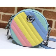 Gucci Leather GG Marmont Mini Round Shoulder Bag 550154 Multicolored Pastel 2020