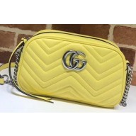 Gucci Leather GG Marmont Small Shoulder Camera Bag 447632 Pastel Yellow 2020