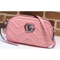 Gucci Leather GG Marmont Small Shoulder Camera Bag 447632 Pastel Pink 2020