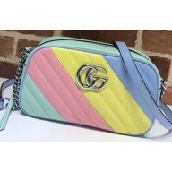 Gucci Leather GG Marmont Small Shoulder Camera Bag 447632 Multicolored Pastel 2020