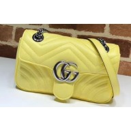 Gucci Leather GG Marmont Mini Shoulder Bag 446744 Pastel Yellow 2020