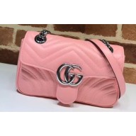Gucci Leather GG Marmont Mini Shoulder Bag 446744 Pastel Pink 2020