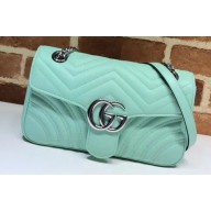 Gucci Leather GG Marmont Small Shoulder Bag 443497 Pastel Green 2020