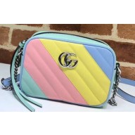 Gucci Leather GG Marmont Mini Shoulder Camera Bag 448065 Multicolored Pastel 2020