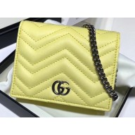 Gucci Leather GG Marmont Double G Mini Chain Bag Wallet 625693 Pastel Yellow 2020