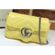 Gucci Leather GG Marmont Super Mini Shoulder Bag 476433 Pastel Yellow 2020