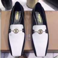 Burberry Monogram Motif Leather Loafers White/Black 2020