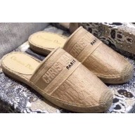 Dior Granville Oblique Embroidered Cotton Espadrilles Mules Nude 2020