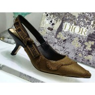 Dior Heel 6.5cm J'Adior Slingback Pumps Camouflage Embroidered Khaki 2020