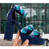 Hermes Heel 12cm Platform 2.5cm Aretha Sandals Blue 2020