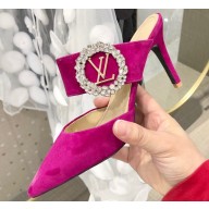 Louis Vuitton Heel 8.5cm Madeleine Mules Velvet Fuchsia 2020