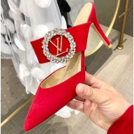 Louis Vuitton Heel 8.5cm Madeleine Mules Velvet Red 2020