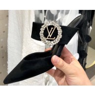 Louis Vuitton Heel 4.5cm Madeleine Mules Suede Black 2020