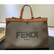 Fendi Medium Peekaboo X-Tote Shopper Bag Dark Green Canvas 2020