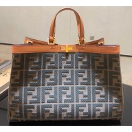 Fendi Medium Peekaboo X-Tote Shopper Bag FF Dark Green Canvas 2020