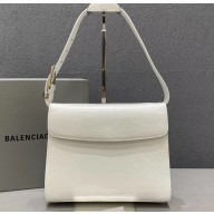 Balenciaga Ghost Medium Shoulder Bag Lizard Pattern White 2020