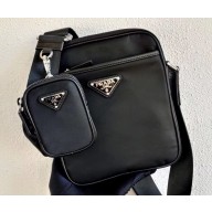 Prada Nylon Bandoleer Cross-Body Bag 2VH112 Black 2020