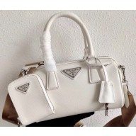 Prada Leather Mini Boston Bag 1BB846 White 2020