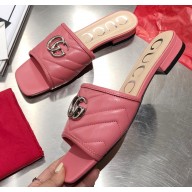 Gucci Slides Sandals Pink with Double G 2020
