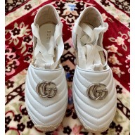 Gucci Double G Espadrilles Sandals White with Grosgrain Lace-up 2020