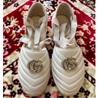 Gucci Double G Espadrilles Sandals Creamy with Grosgrain Lace-up 2020