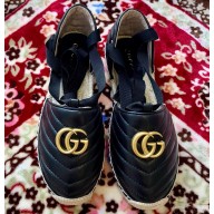 Gucci Double G Espadrilles Sandals Black with Grosgrain Lace-up 2020
