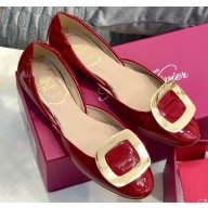 Roger Vivier Chips Ballerinas in Patent Leather Burgundy