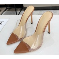 Gianvito Rossi Heel 10.5cm PVC Elle Mules Transparent/Brown 2020