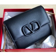 Valentino VSLING Grainy Calfskin Chain Shoulder Bag 0069 Black 2020
