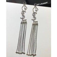 Saint Laurent MONOGRAM textured tassel earrings in metal and glass 601654