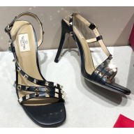 Valentino Heel 9.5cm Rockstud Slingback Pumps Sandals Black 2020