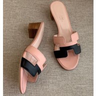 Hermes Heel 5cm Oasis Slipper Sandals Pink/Black 2020