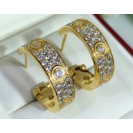 Cartier Love Earrings diamond-paved Medium Yellow Gold