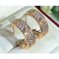 Cartier Love Earrings diamond-paved Medium Pink Gold