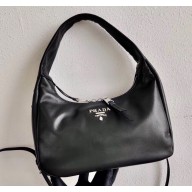 Prada Leather Hobo Bag 1BC132 Black 2020