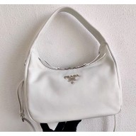 Prada Leather Hobo Bag 1BC132 White 2020