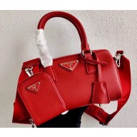 Prada Leather Mini Boston Bag 1BB846 Red 2020