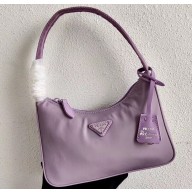 Prada Re-Edition 2000 Nylon Mini Hobo Bag 1NE515 Lavender 2020