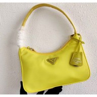 Prada Re-Edition 2000 Nylon Mini Hobo Bag 1NE515 Lemon Yellow 2020