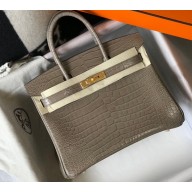 Hermes Birkin 25cm/30cm Bag in Crocodile Pattern Etoupe