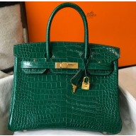 Hermes Birkin 25cm/30cm Bag in Crocodile Pattern Green