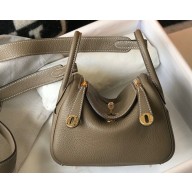 Hermes Mini Lindy 19cm Bag Etoupe/Gold