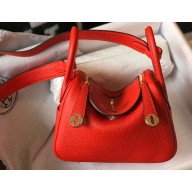 Hermes Mini Lindy 19cm Bag Red