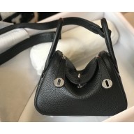 Hermes Mini Lindy 19cm Bag Black/Silver
