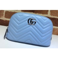 Gucci Leather GG Marmont Cosmetic Case Bag 625690 Pastel Blue 2020