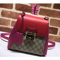 Gucci Padlock GG Supreme Backpack Bag 498194 Red/Fuchsia