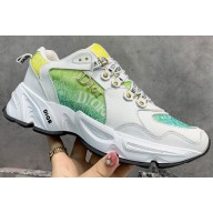 Dior Oblique J'adior Lace-up Lovers Sneakers White/Green/Yellow 2020