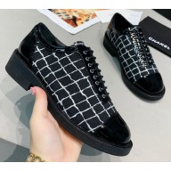Chanel Tweed and Patent Calfskin Lace-Ups G36208 Black 2020