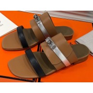 Hermes Kelly Avenue Sandals Brown/Black 2020