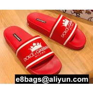 Dolce & Gabbana Printed Calfskin and Rubber Sliders Red 2020